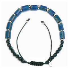 Stoere geknoopte zilveren dames- en herenarmband met lapis lazuli en onyx