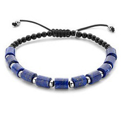 Stoere geknoopte zilveren dames- en herenarmband met lapis lazuli en onyx