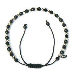 Zilveren armband met onyx en verschuifbare sluiting 16 t/m 26 cm